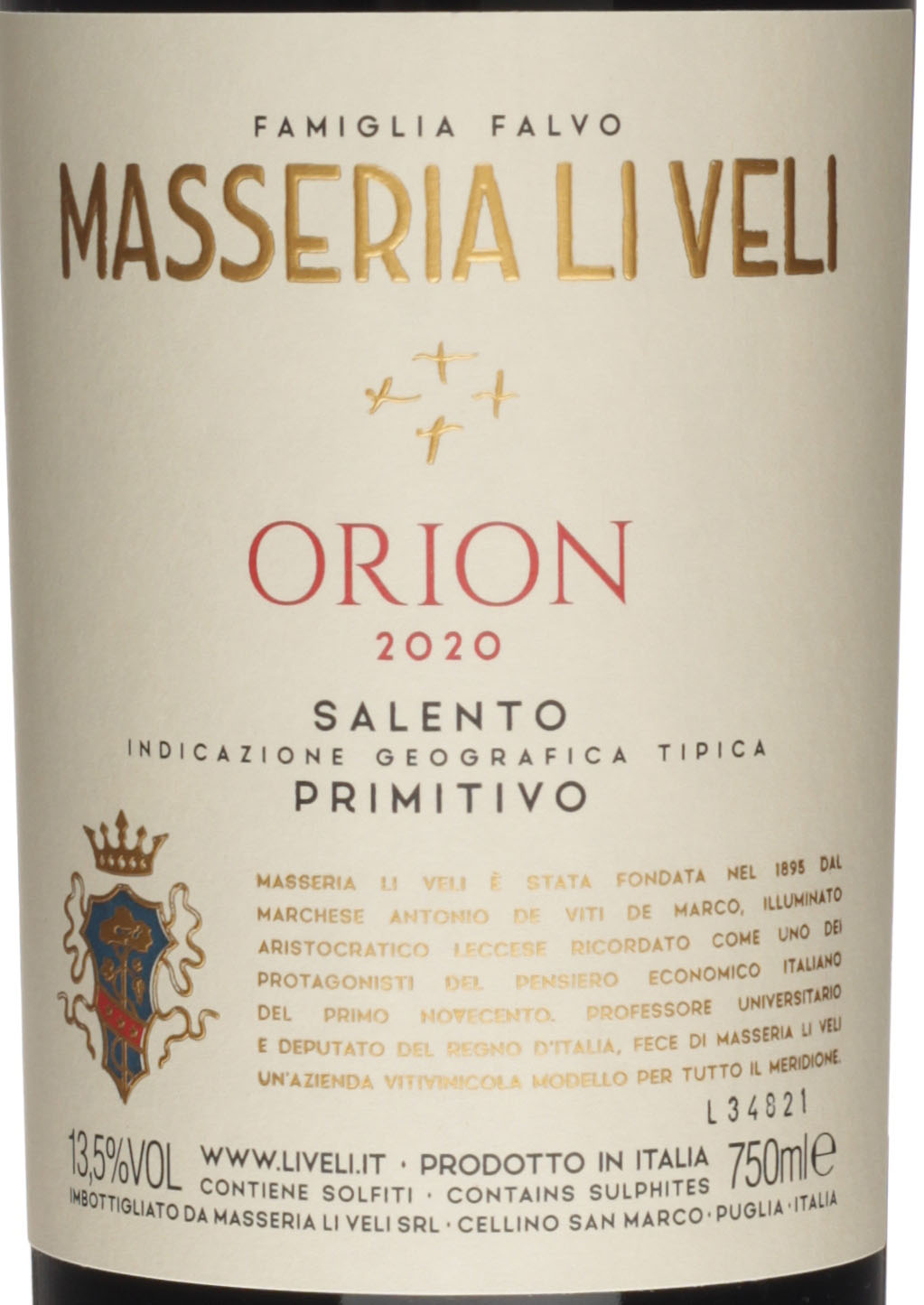 Masseria Li Veli 2021 ORION Primitivo Salento IGT