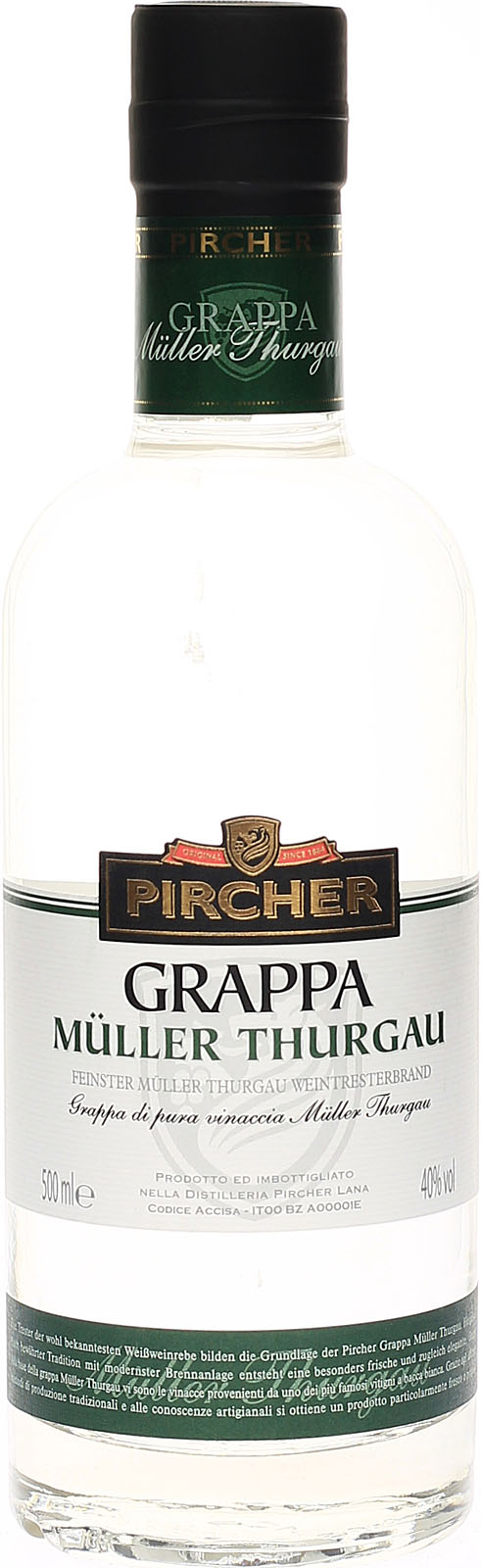 40% Thurgau Pircher Müller 500ml Grappa