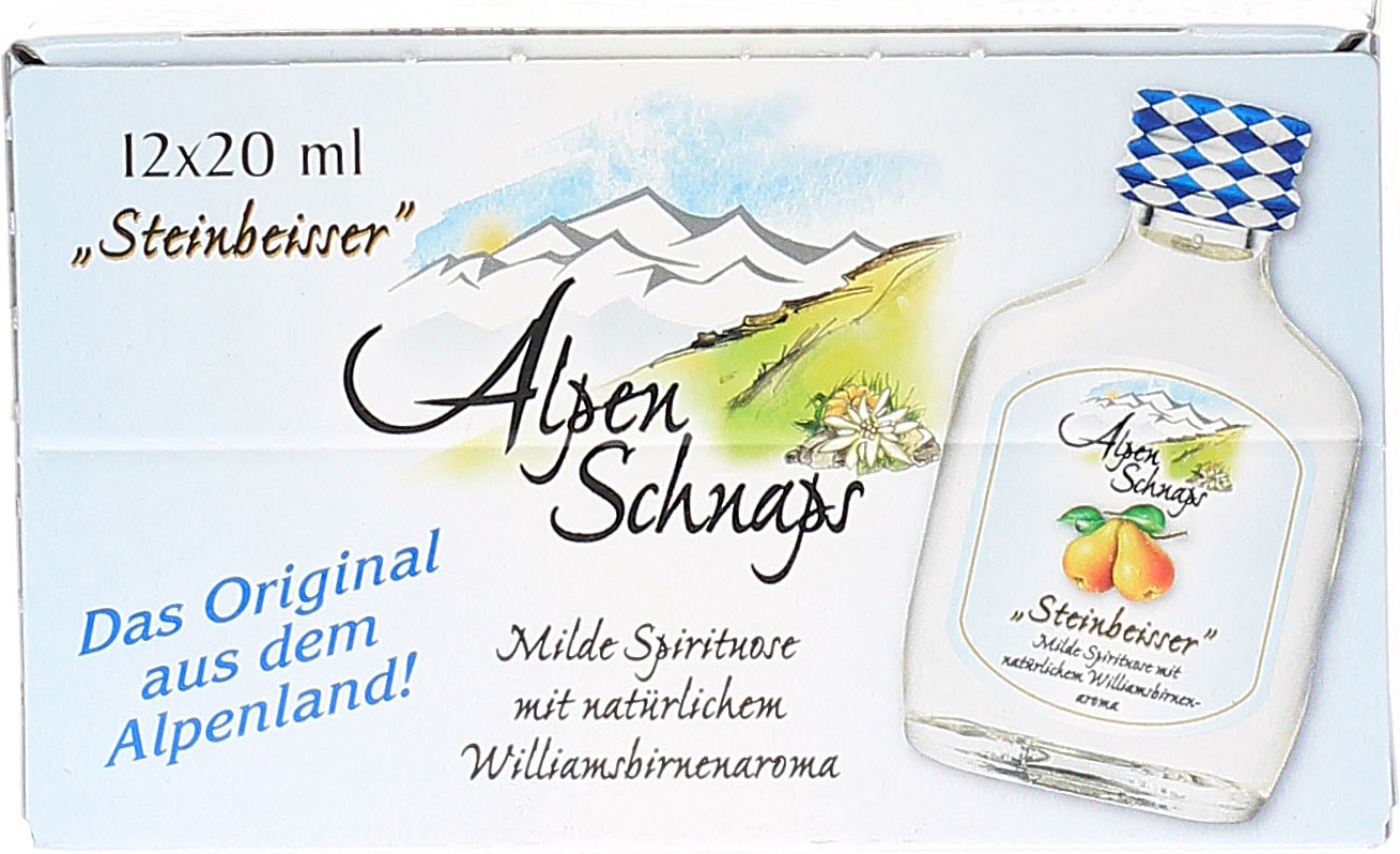 Alpenschnaps Steinbeisser 12 x 0,02 Williamsbirne Liter
